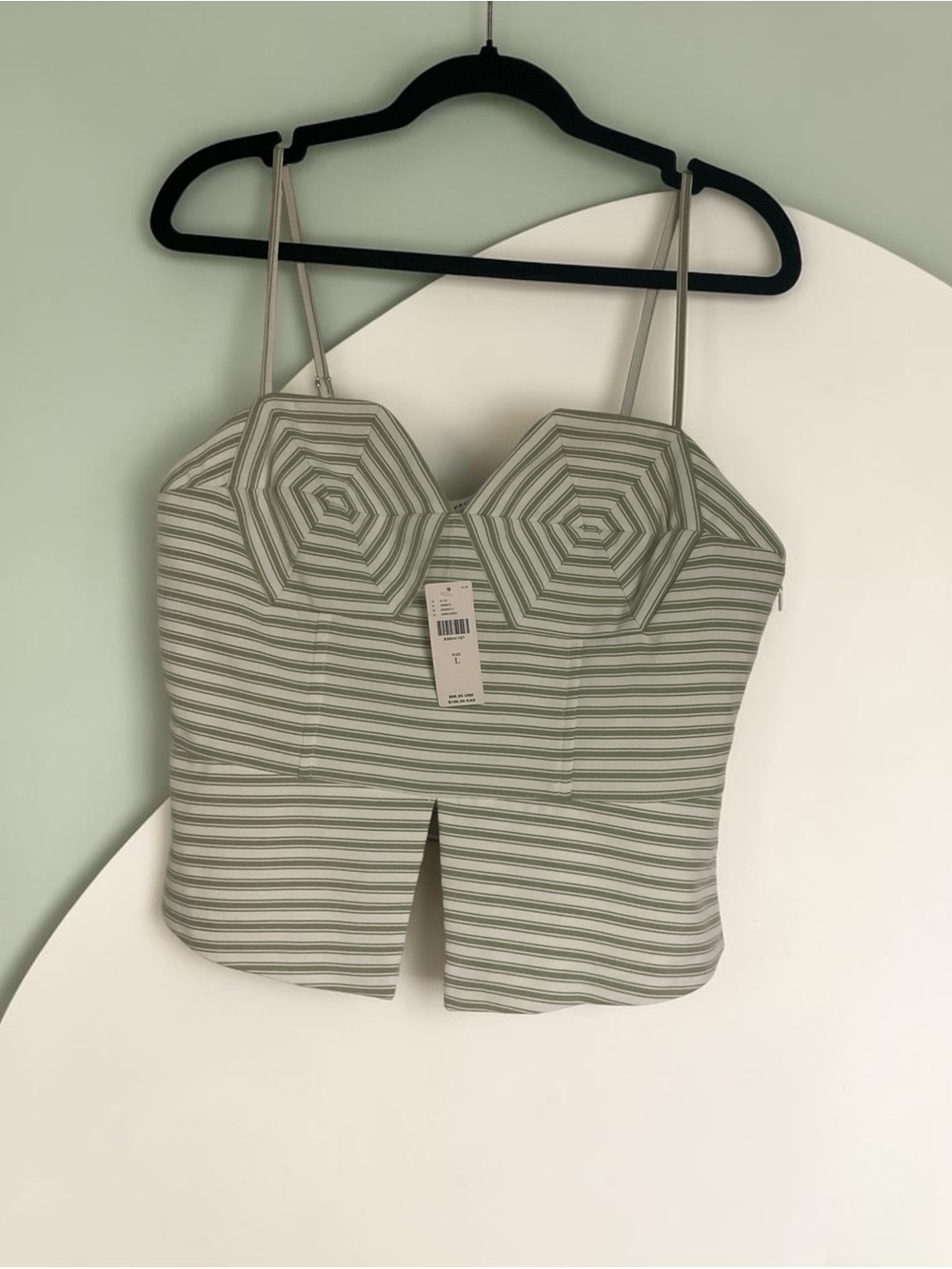 Anthropologie Sage and White Striped Bustier Camisole